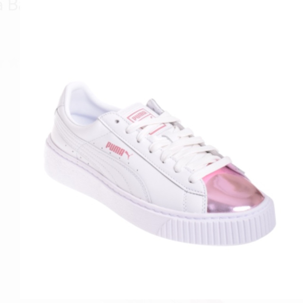 Puma Leather Basket with Metallic Toe